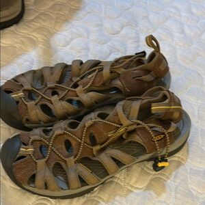 KEEN Brown Outdoor Sandals with Yellow Accents